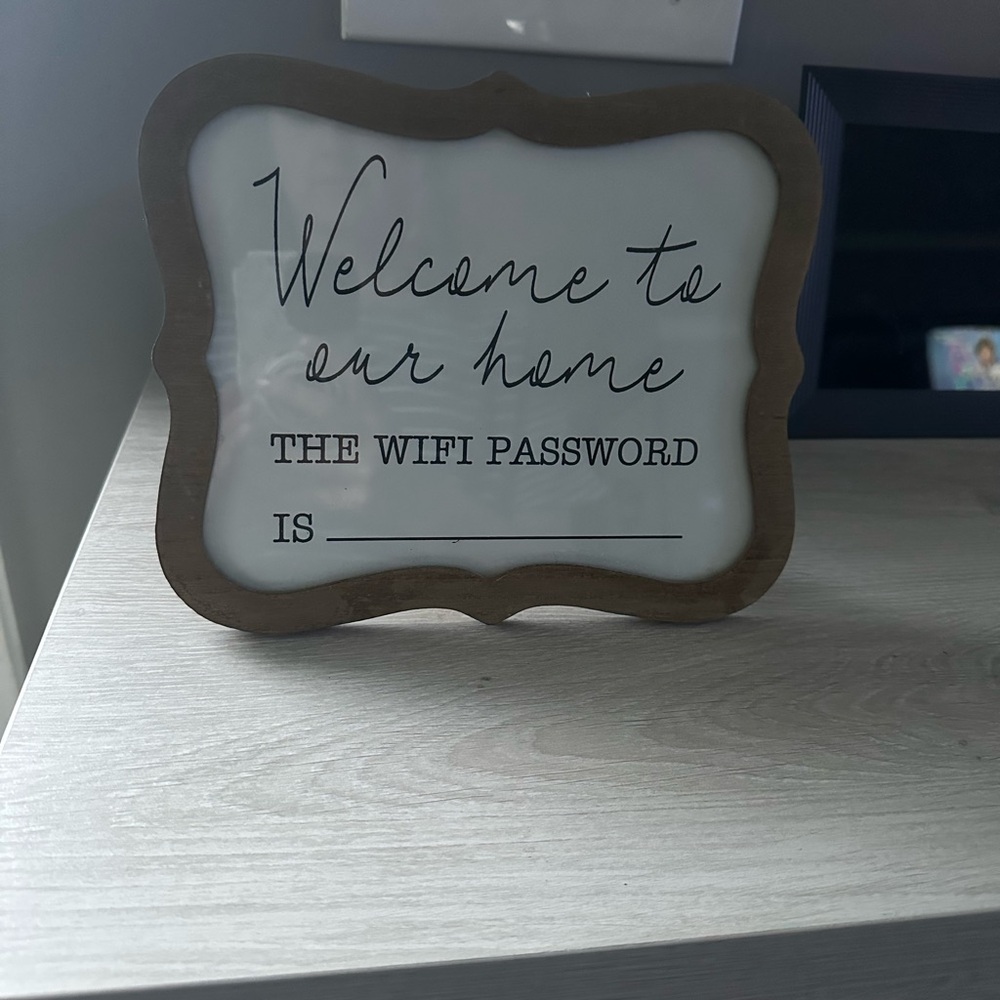 Wooden Welcome Sign with WiFi Password